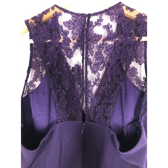 JS Collection Eggplant Ottoman Gown V-neckline Sleeveless Lace Maxi 10 - Picture 10 of 16
